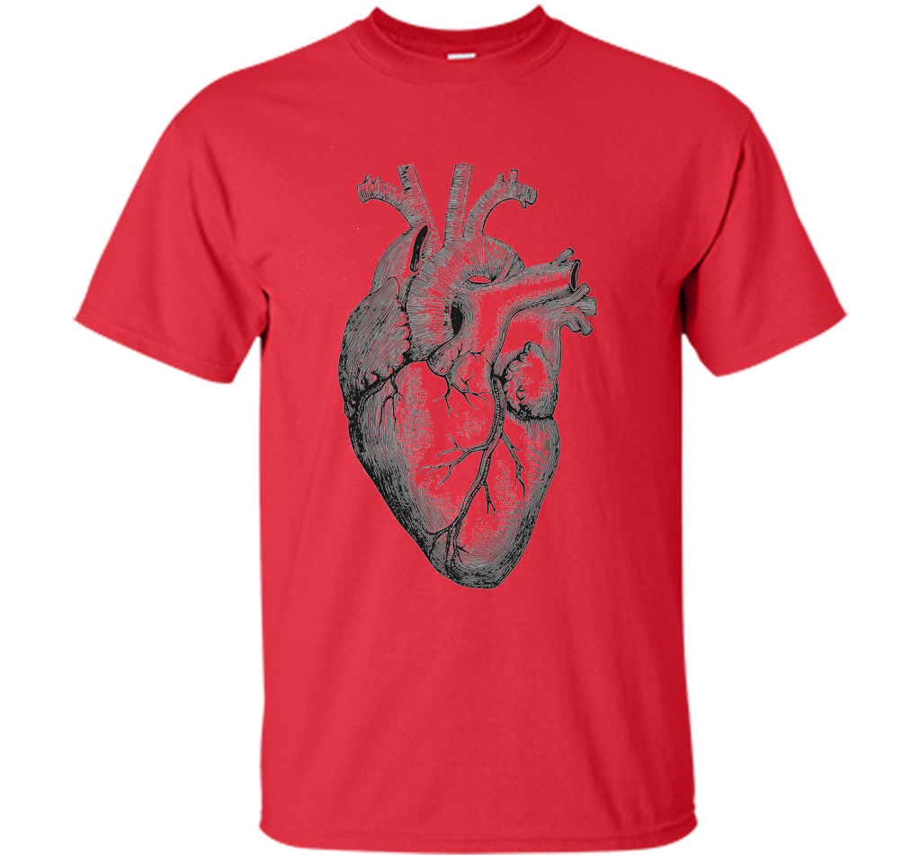 Real Anatomical Human Heart T-shirt Red