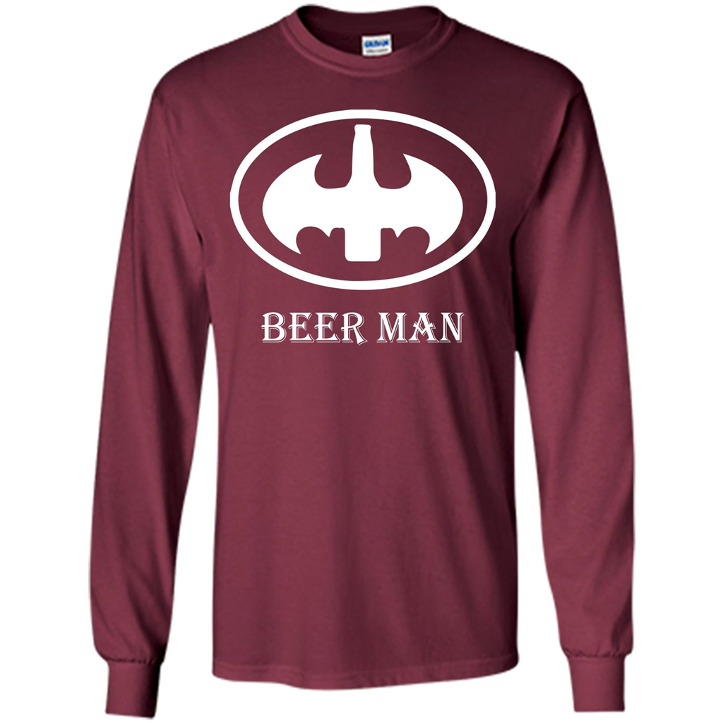 Beer Man T-shirt Funny Logo T-shirt Maroon