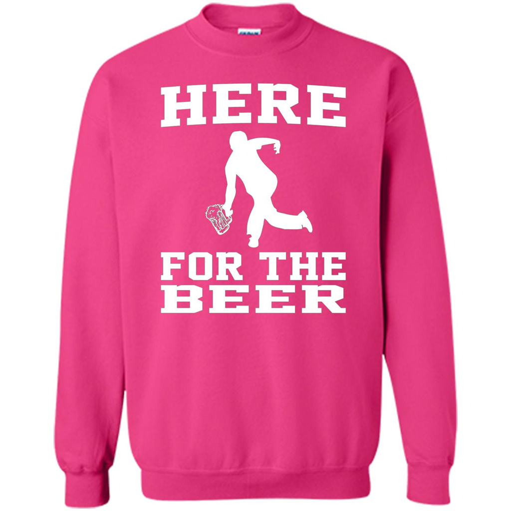Funny Bowling Drinking Shirt Here For The Beer T-shirt Heliconia