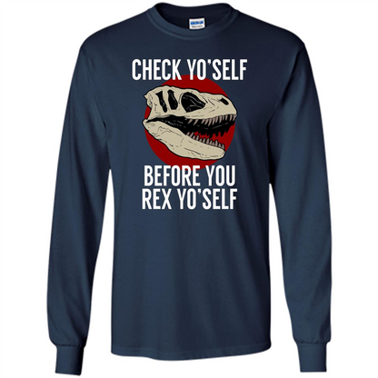 Dinosaur T-shirt Check Yo'Self Before You Rex Yo'Self T-shirt Navy