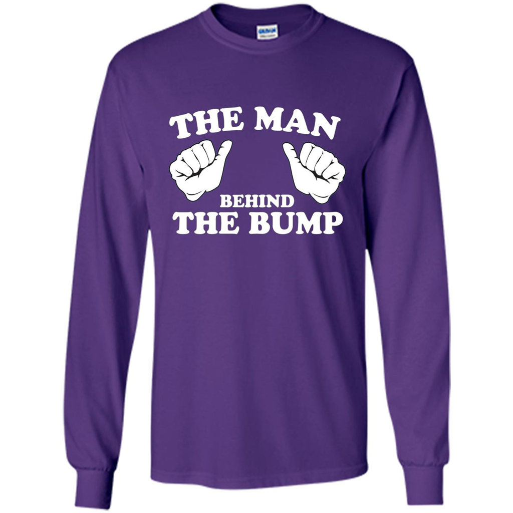 Funny New Dad T-shirt The Man Behind the Bump T-shirt Purple