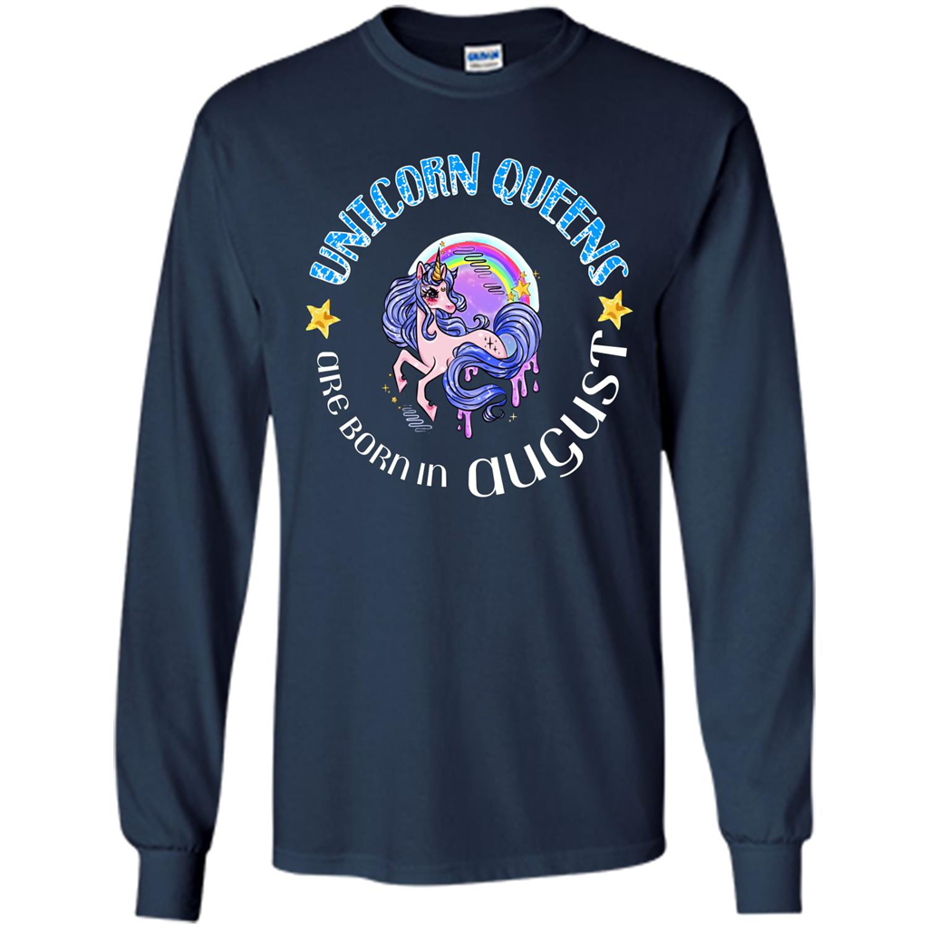 Augus Unicorn T-shirt Unicorn Queens Are Born In August Navy
