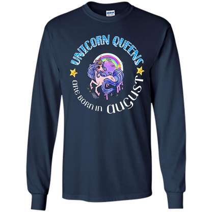 Augus Unicorn T-shirt Unicorn Queens Are Born In August Navy
