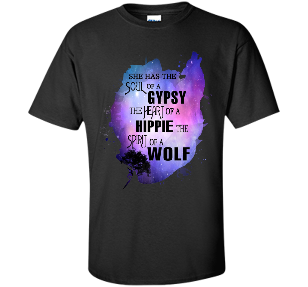 The Soul of a Gypsy Heart of a Hippie Spirit of a Wolf Shirt t-shirt Black