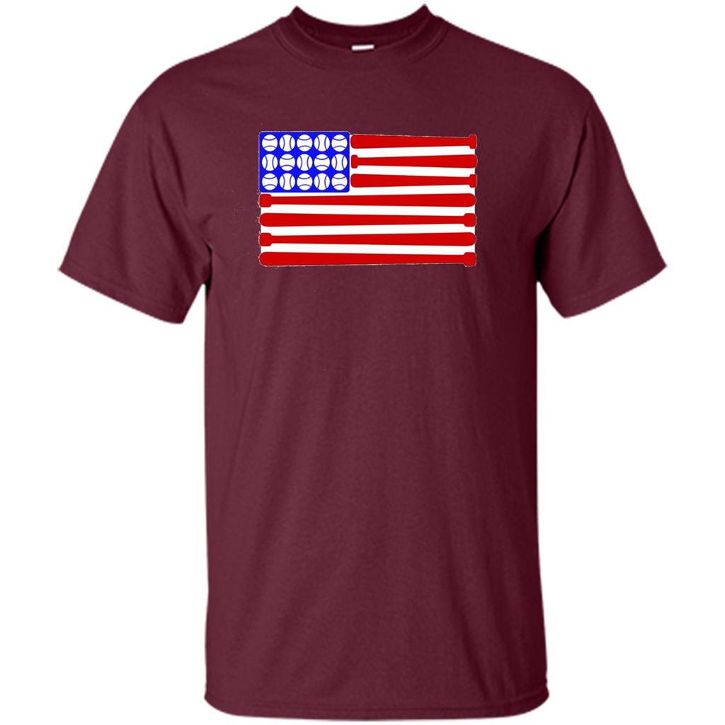 Baseball American Flag T-Shirt Maroon