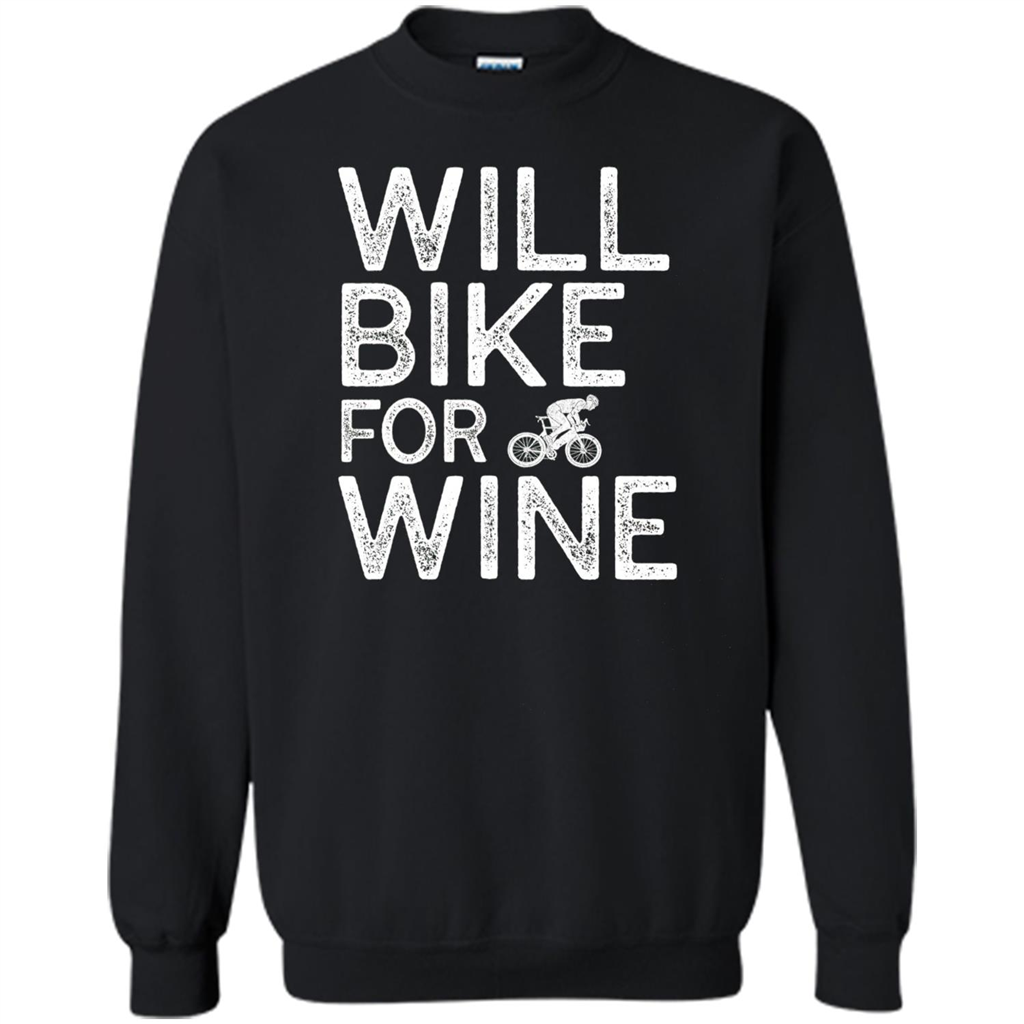 Cyclist Biker T-shirt Will Bike For Wine Black