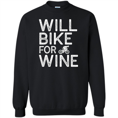 Cyclist Biker T-shirt Will Bike For Wine Black