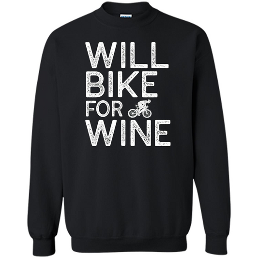 Cyclist Biker T-shirt Will Bike For Wine Black