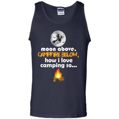 Halloween T-shirt Moon Above Campfire Below T-shirt Navy