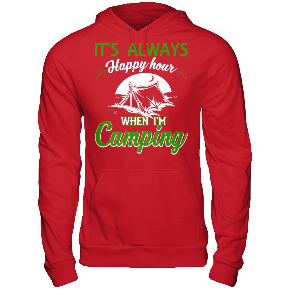 It's Always Happy Hour When I'm Camping Gildan - Pullover Hoodie Red