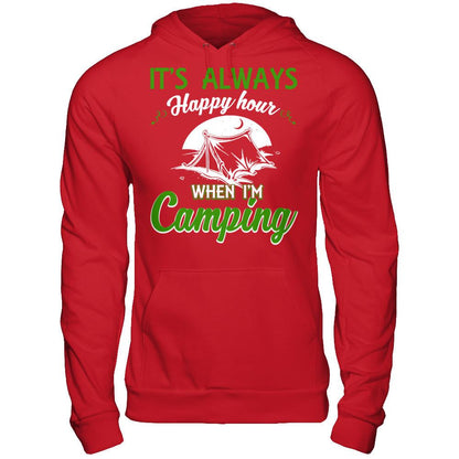 It's Always Happy Hour When I'm Camping Gildan - Pullover Hoodie Red