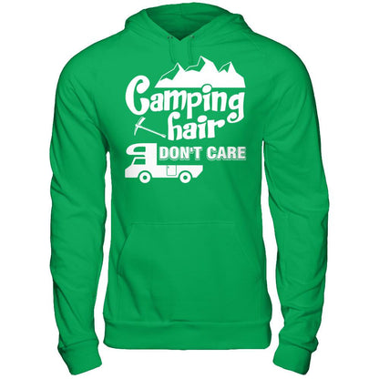 Camping Hair Don't Care T-shirt Gildan - Pullover Hoodie Irish Green