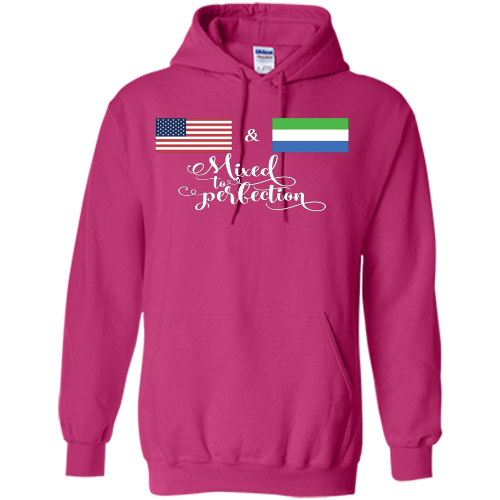 American + Sierra Leone Mixed To Perfection Flag T-Shirt Heliconia