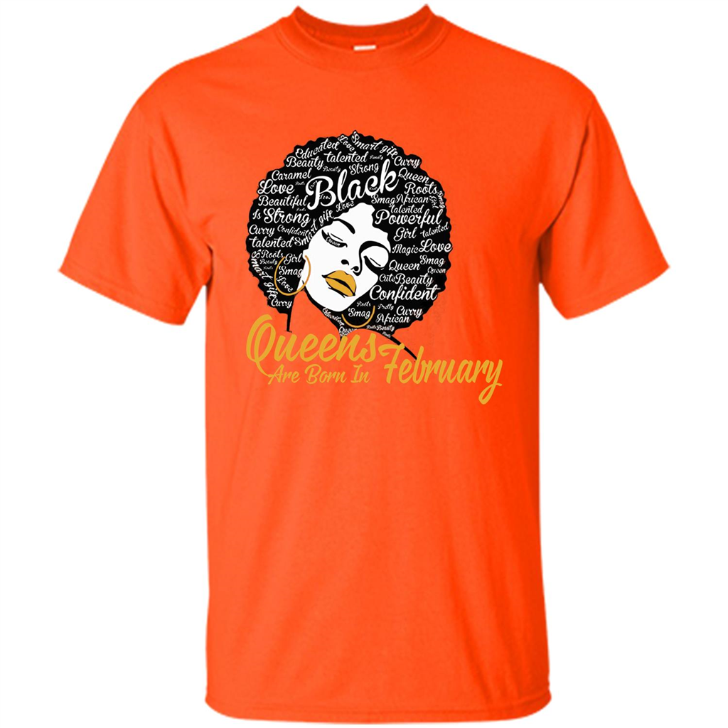 Queen Are Born In February T-shirt Orange
