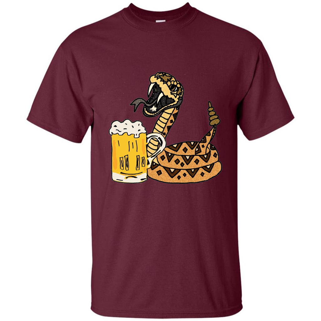 Smiletodaytees Funny Rattlesnake Drinking Beer T-shirt Maroon