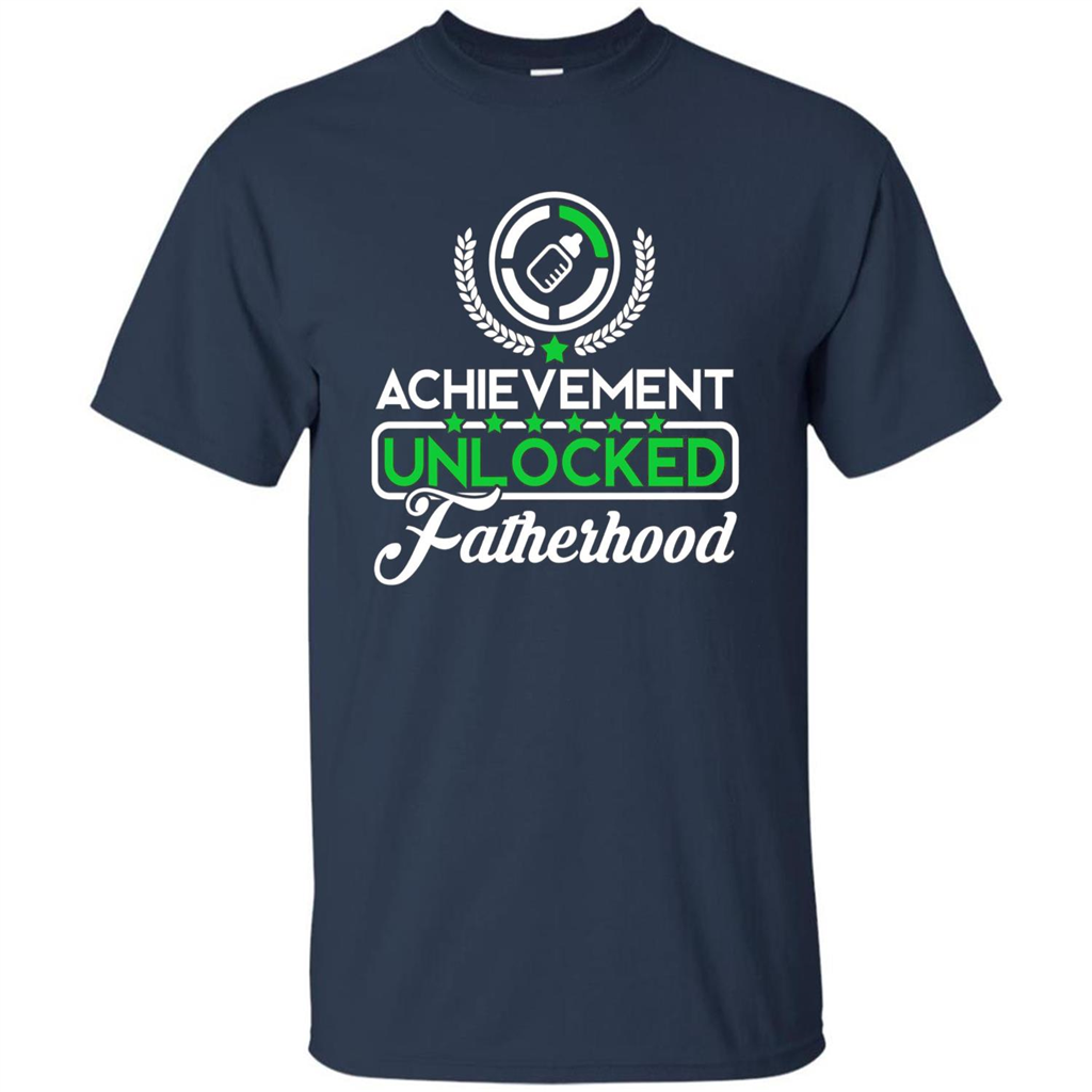 First Father's Day T-shirt Achievement Unlocked Fatherhood Navy