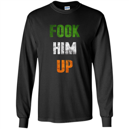 Funny Boxing T-shirt Fook Him Up Irish Boxing T-shirt Black