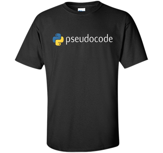 Funny Python Programming Pseudocode T-shirt Black