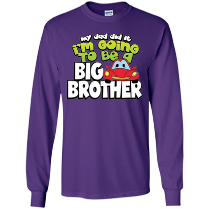 Car Brother T-shirt I'm Going To Be a Big Brother Purple