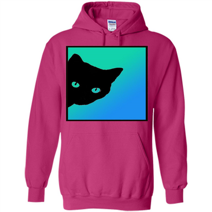 Cat Lover T-shirt Black Cat Blue Green T-shirt Heliconia