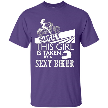 Funny Biker T-shirt This Girl Is Taken By A Biker T-shirt Purple