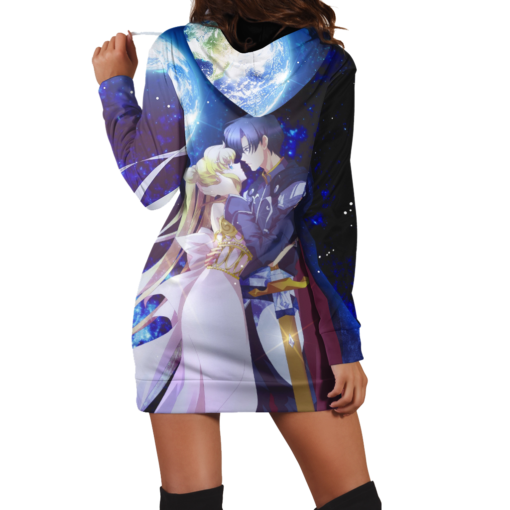 Sailor Moon And Tuxedo 3D Hoodie Dress