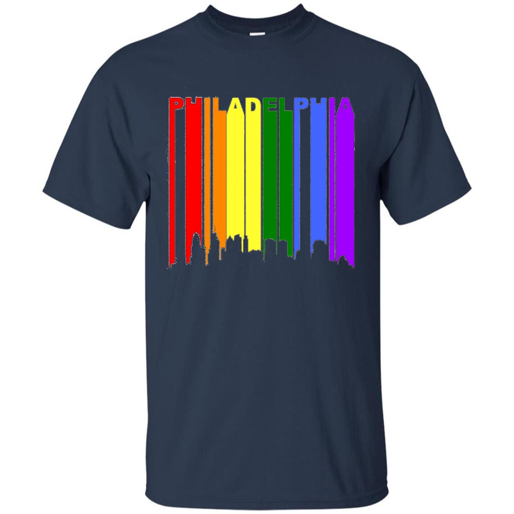 Philadelphia PA Downtown Rainbow LGBT Gay Pride T-shirt Navy