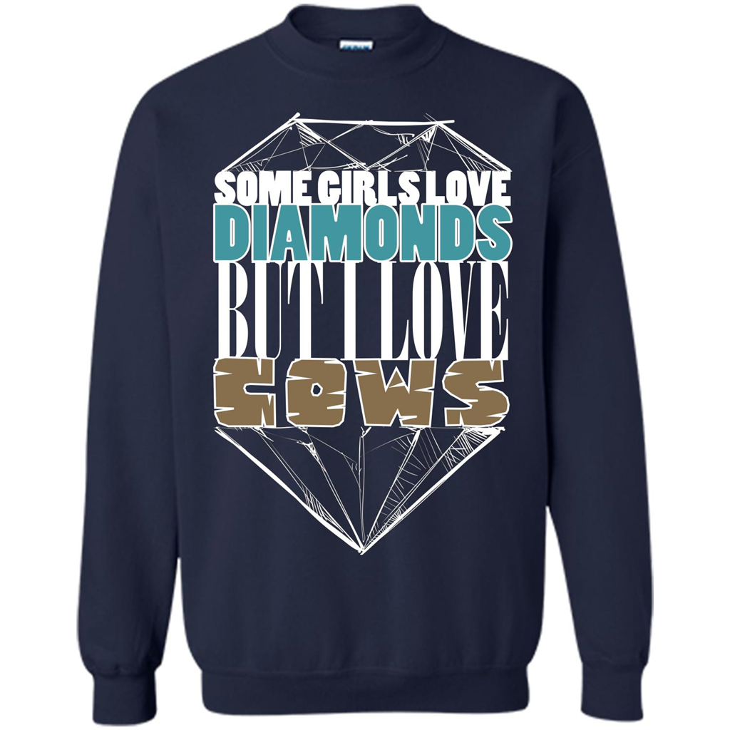Cow Lovers T-shirt Some Girls Love Diamond But I Love Cows Navy