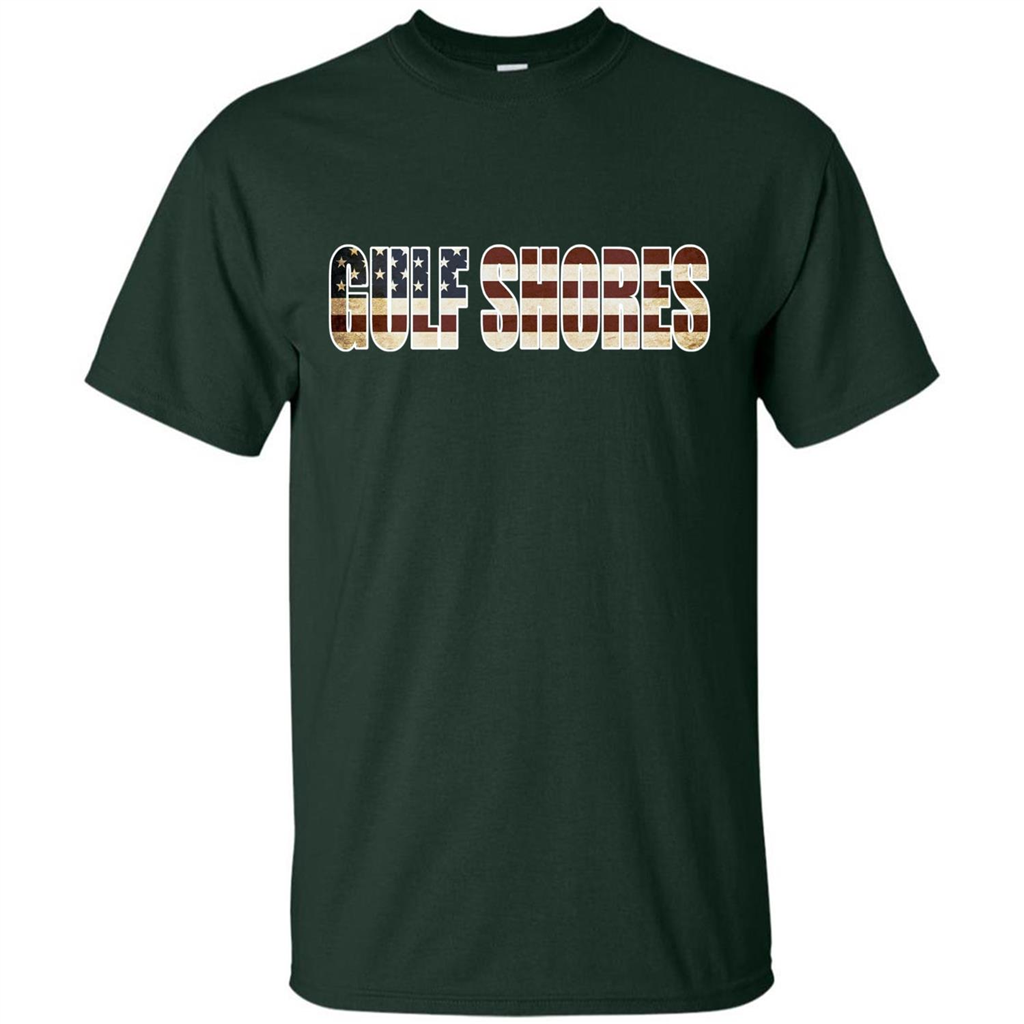 American T-shirt Straight Outta Gulf Shores US Flag Patriotic T-shirt Forest Green