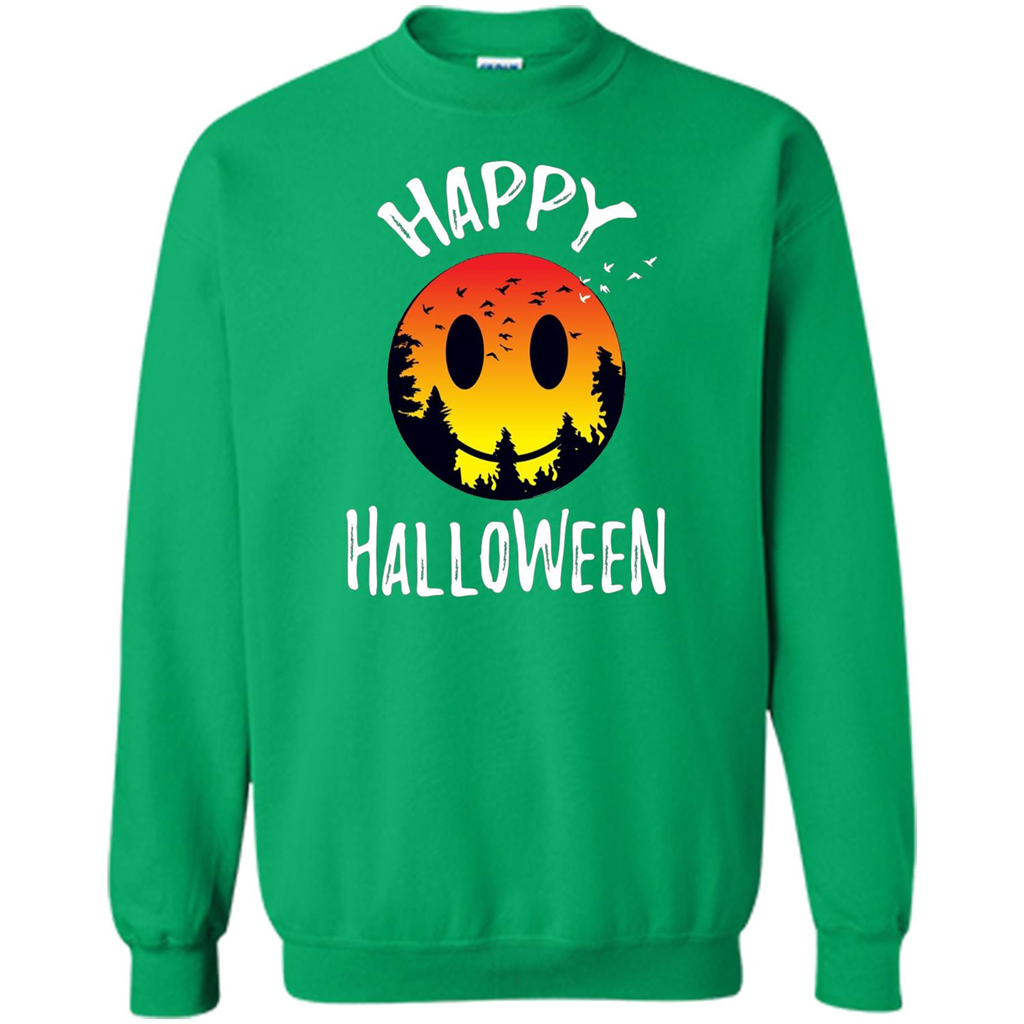 Cute Halloween T-shirt Spooky Camp Happy Face Emoji T-shirt Irish Green