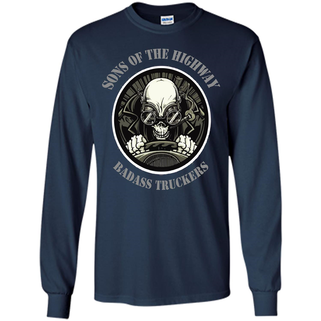 Trucker T-shirt Sons Of The Highway Badass Truckers T-shirt Navy