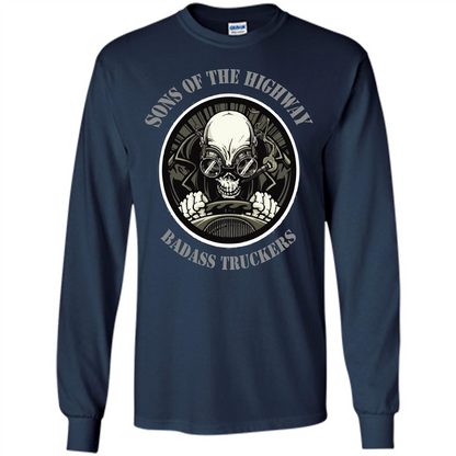 Trucker T-shirt Sons Of The Highway Badass Truckers T-shirt Navy