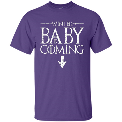 Funny Humor Maternity T-shirt Winter Baby is Coming Purple
