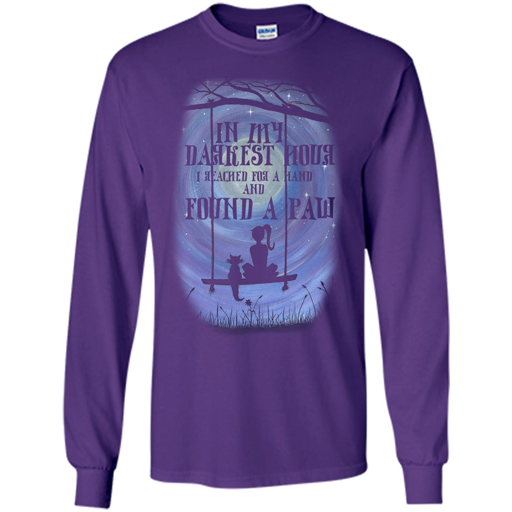 Cat Lover. In My Darkest Hour I Reached For A Hand T-shirt Purple