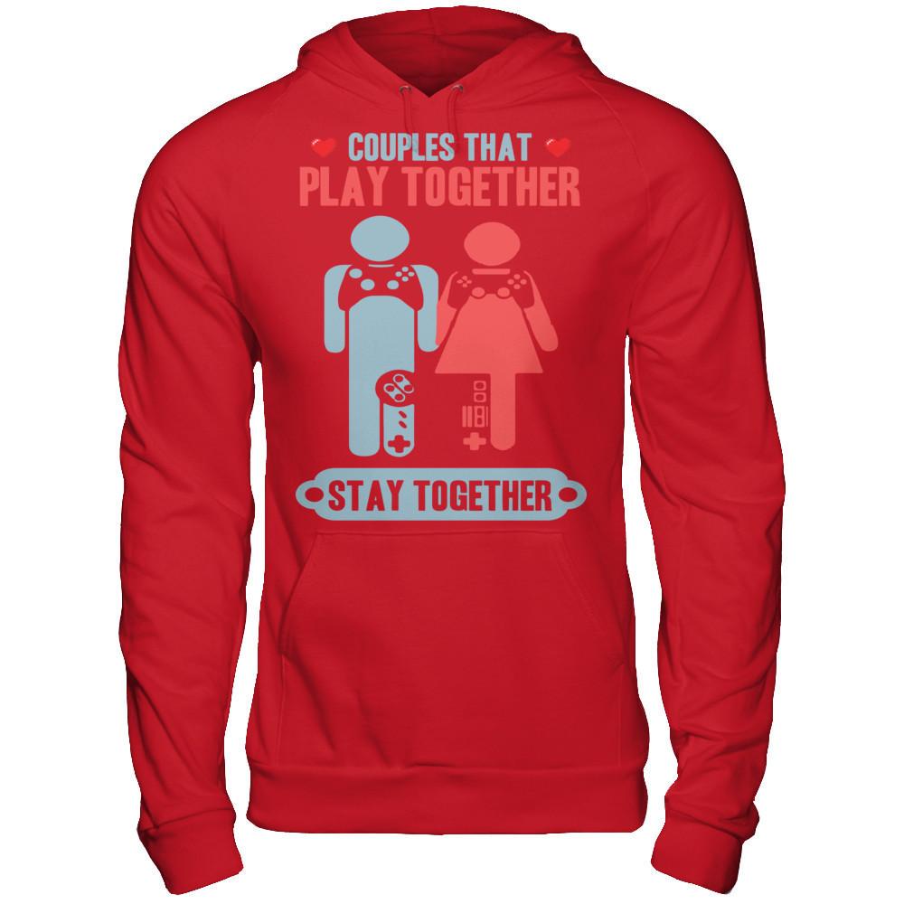 Gamers - Couples That Play Together Stay Together T-shirt Gildan - Pullover Hoodie Red