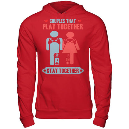 Gamers - Couples That Play Together Stay Together T-shirt Gildan - Pullover Hoodie Red