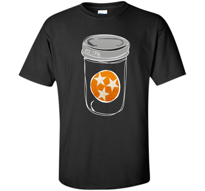 Tennessee Flag Orange and White Mason Jar Tee Shirt Vintage shirt Black