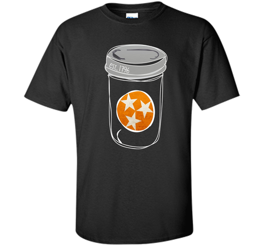 Tennessee Flag Orange and White Mason Jar Tee Shirt Vintage shirt Black