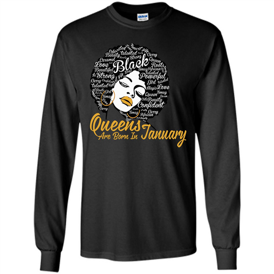 Queen Are Born In January T-shirt Black