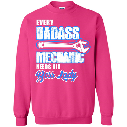 Every Badass Mechanic Needs His Boss Lady T-shirt Heliconia