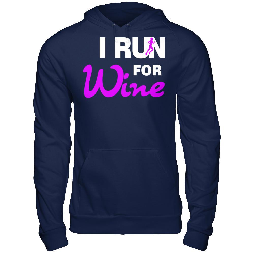 I Run For Wine T-shirt Gildan - Pullover Hoodie Navy