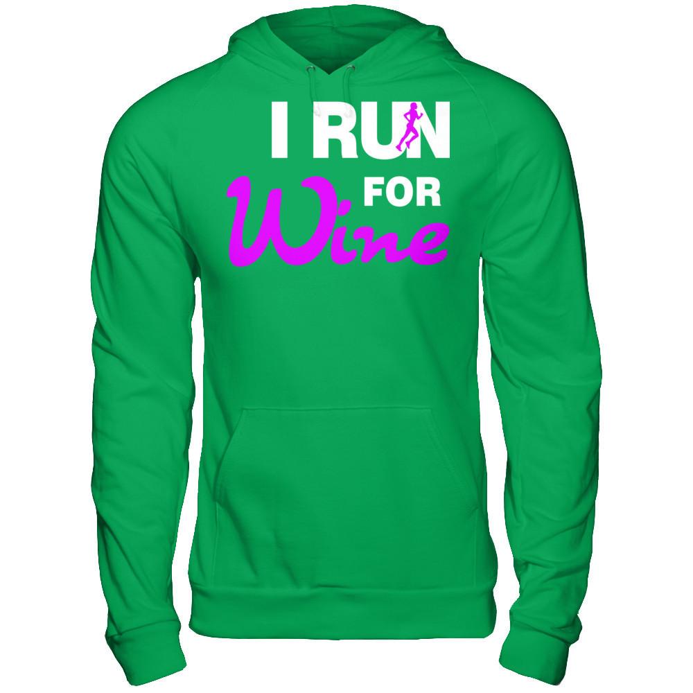 I Run For Wine T-shirt Gildan - Pullover Hoodie Irish Green
