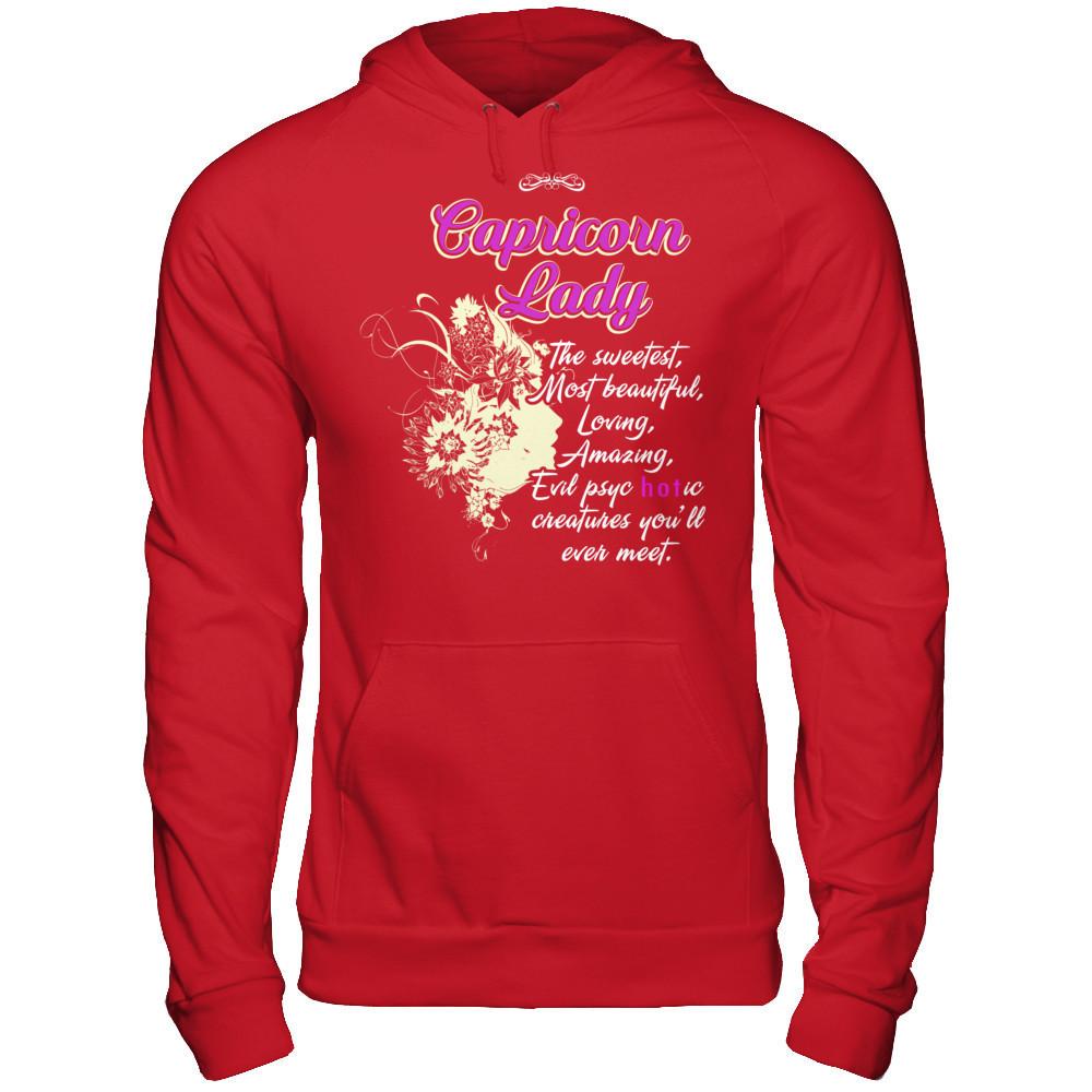 Capricorn Lady - The Sweetest, Most Beautiful, Loving, Amazing T-shirt Gildan - Pullover Hoodie Red