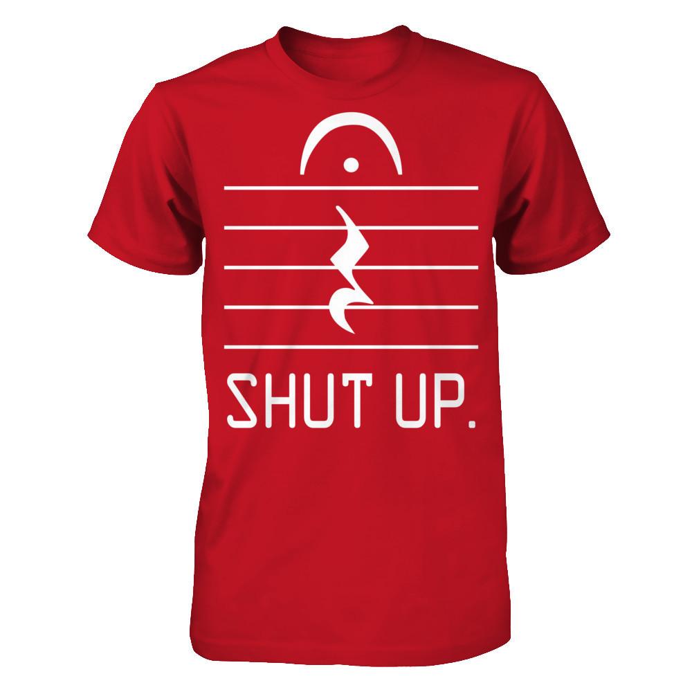 Funny Music - Shut Up T-shirt Gildan - Short Sleeve Tee Red