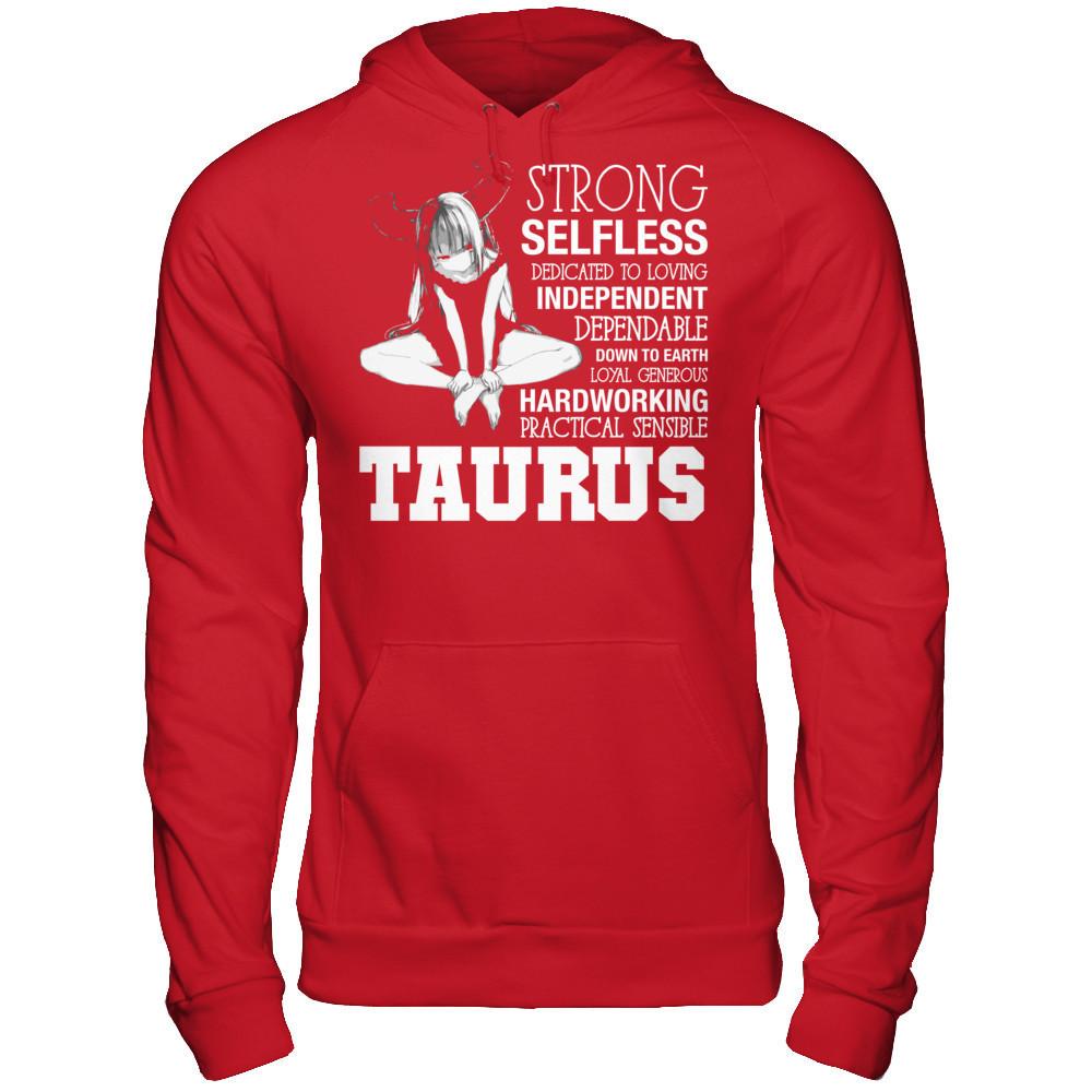 Taurus - Strong, Selfless, Dedicated To Loving, Independent T-shirt Gildan - Pullover Hoodie Red