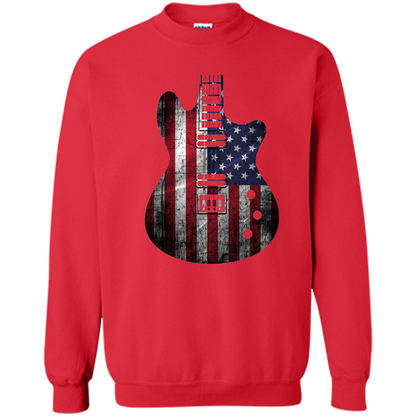 Independen Day T-shirt Guitar USA Flag Patriotic. 4th Of July T-shirt Red