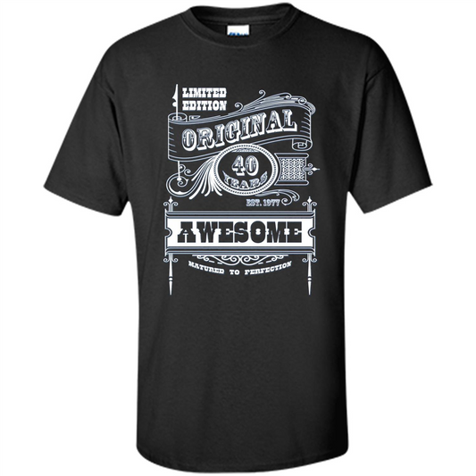Best 40th Birthday Made in 1977 Awesome T-Shirt Black