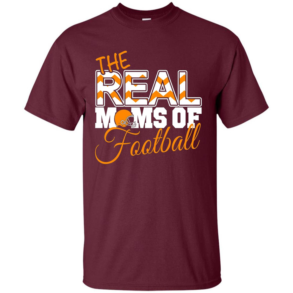 Real Moms of Football T-shirt Orange Football Mom T-Shirt Maroon