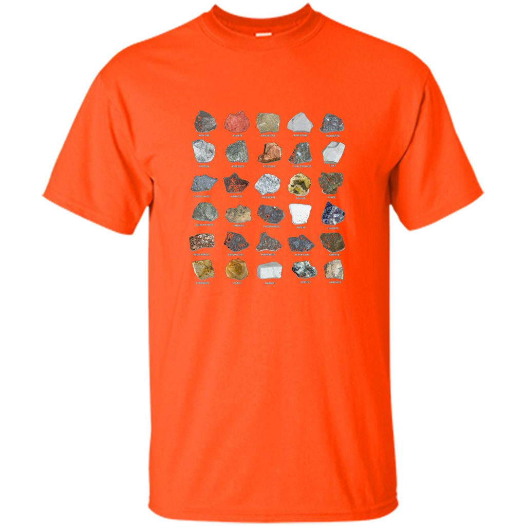 Ores and Minerals Gems and Crystals Rock Collecting T-shirt Orange