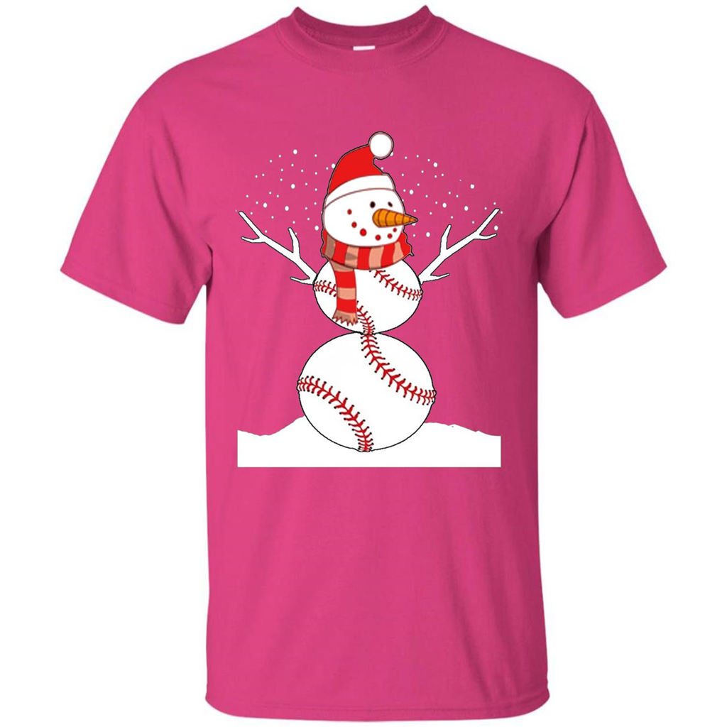 Cute Baseball Snowman Christmas T-Shirt Heliconia